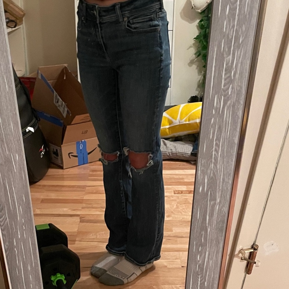 American Eagle Ripped Bootcut Jeans